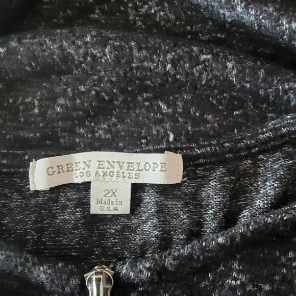 Green Envelope Gray Long Sleeve Zippered Front Pull Over Sweater - Size XXL - Picture 4 of 4
